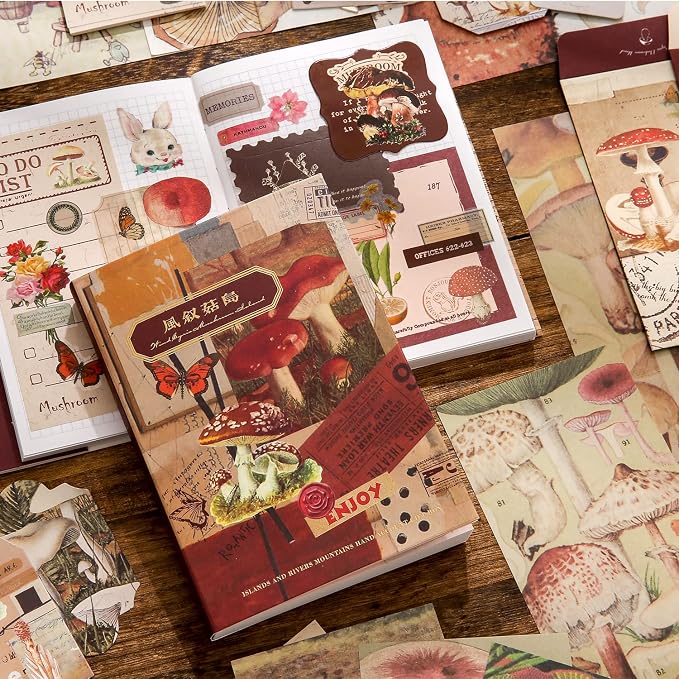 emmoolife Scrapbooking Supplies Kit, Vintage Mushroom Aesthetic Scrapbook Kit - Image 8