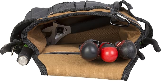 Dickies 8-Pocket Padded Tool Belt/Utility Pouch, Adjustable 3-Inch Belt, Durable Canvas Construction, Tan/Grey