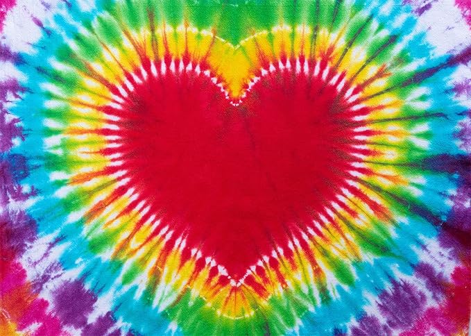 BELECO 15x10ft Fabric Tie Dye Heart Backdrop Rainbow Heart Love Valentines by BELECO