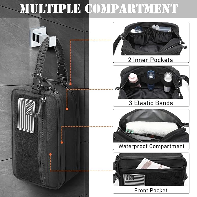 Tactical Toiletry Bag for Men Dry Wet Separate Dopp Kit Travel Hygiene Bag EDC Utility Tool Molle Pouch Mens Shaving Kit Travel shower Bags (OD Green)