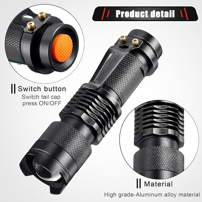 Honoson Red Light Flashlight LED Single Mode Torch 1 Mode Scalable Red Lens - Image 2