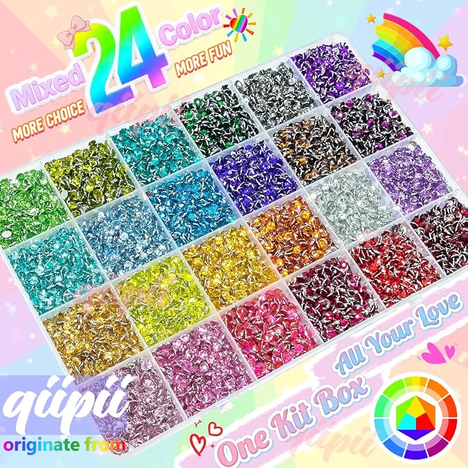 qiipii 24 Color 7200pcs 4mm Crystal Resin Rhinestones - Image 2