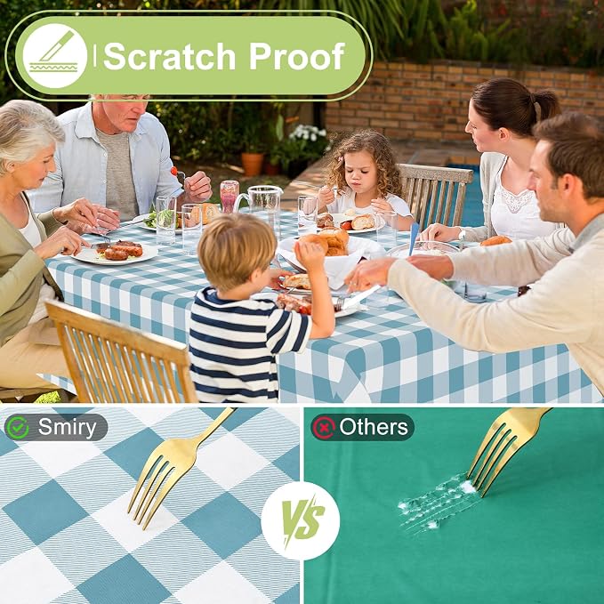Smiry Rectangle Table Cloth, Waterproof Vinyl Tablecloths - Image 5