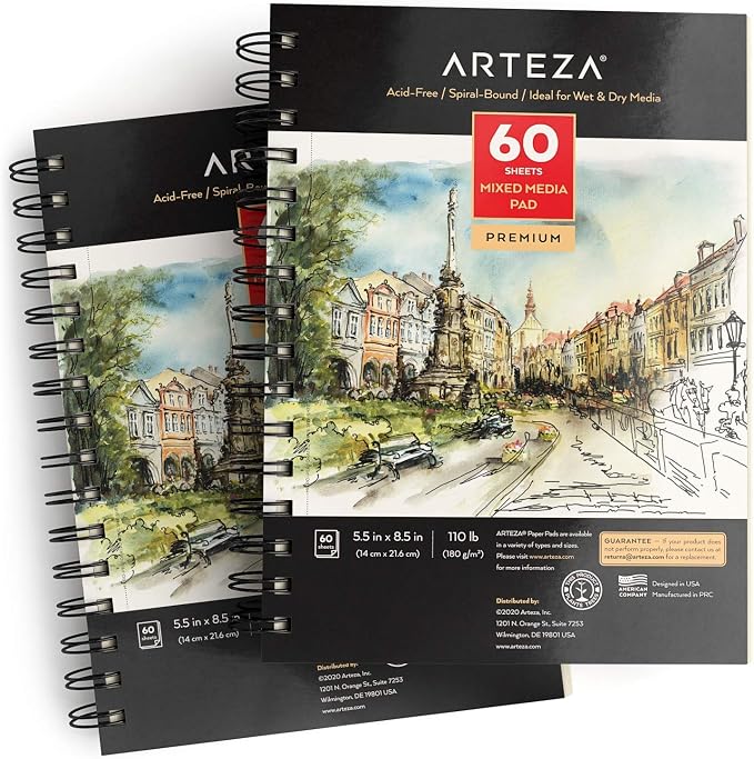 ARTEZA Mixed Media Sketchbook, 5.5 x 8.5 Inches, 60 Sheets, Micro-Perforated - Image 8