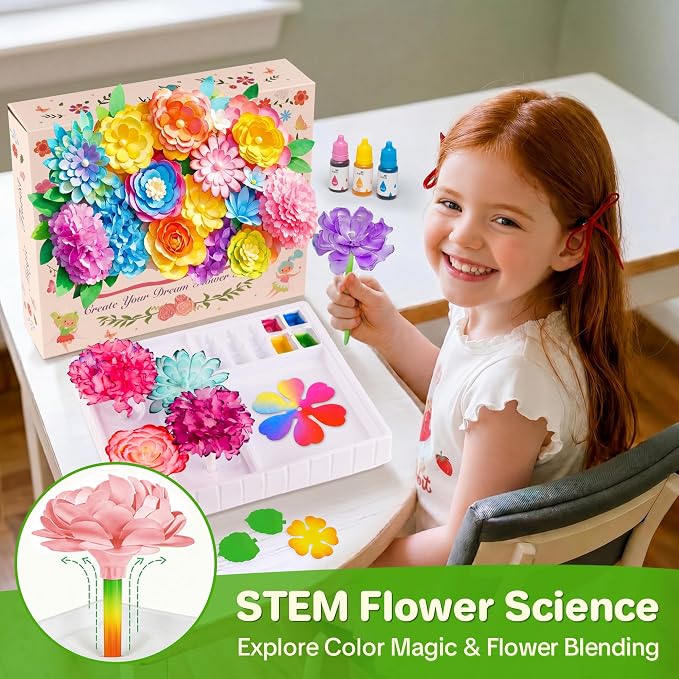 Kiditos Magic Flower Craft Kit for Girls, DIY Color Changing Flower Bouquet - Image 2