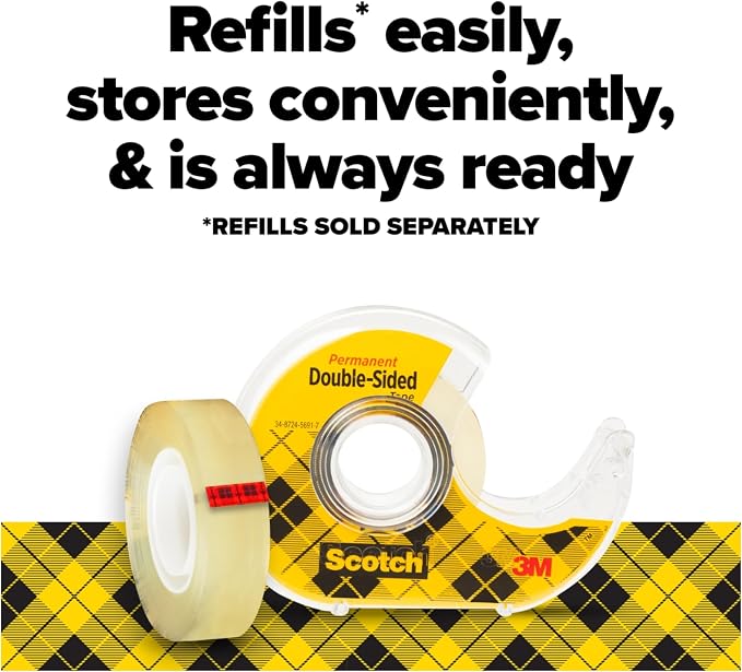 Scotch Double Sided Tape, 1/2 in x 500 in, 6 Dispensered Rolls - Image 7