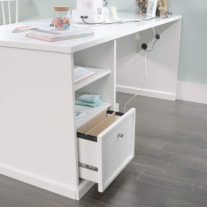 Sauder Craft Pro Series Craft Table/ Pantry cabinets, in White finish - Image 8
