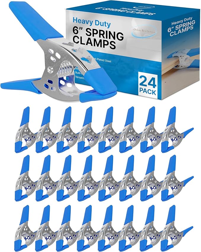 Lot of 24-6" inch Spring Clamp Large Super Heavy Duty Spring Metal Blue - 2.5 inch Jaw opening
