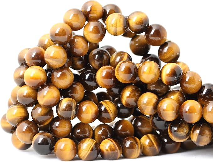 35PCS 10mm Natural Yellow Tiger Eye Stone Gemstone Round Loose Beads by CHEAVIAN