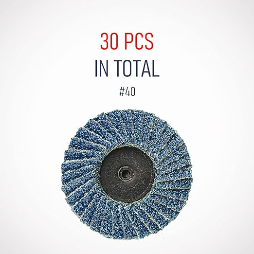 30 Pcs 2 Inch Mini Flap Disc, Zirconia High Density, with 1 Pcs 1/4 inch Shank Holder, for Metal Grinding, for Angle Die Grinder (40 GRIT)
