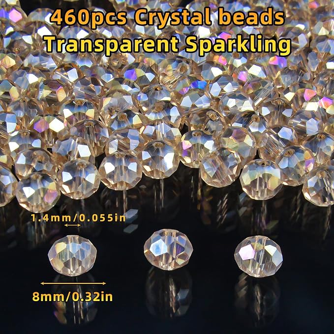 460Pcs 8mm Crystal Glass Beads for Jewelry Making Beads for Bracelets Necklace - Image 3