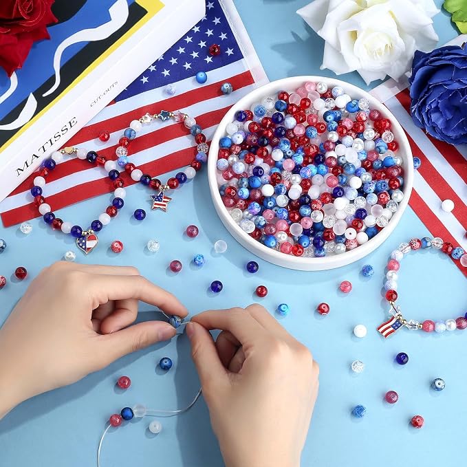 DUQGUHO Red White and Blue Glass Beads - Image 2
