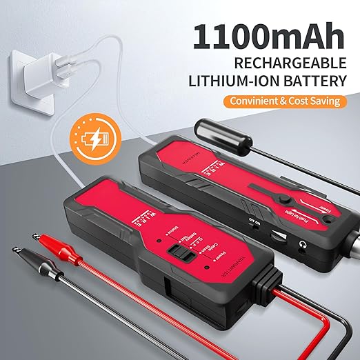Underground Wire Locator – Rechargeable Cable & Pet Fence Break Detector, 2.6ft Depth, Earphone Support, Model NF-817L