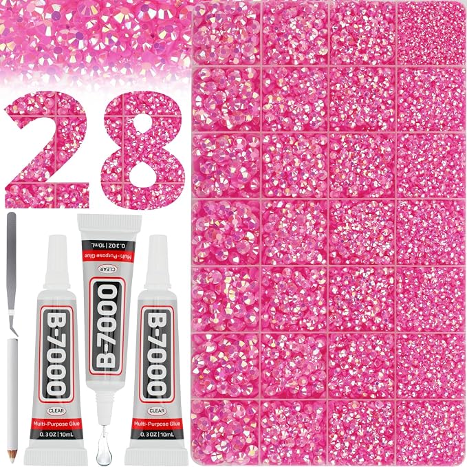36000Pcs Hot Pink AB Rhinestones by Worthofbest