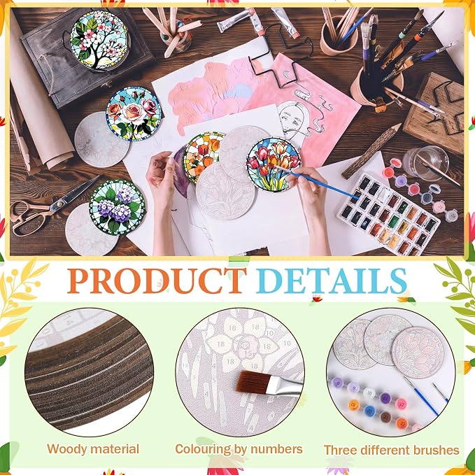 Reallnaive 8 Pcs Flower Paint by Numbers Kit - Image 4