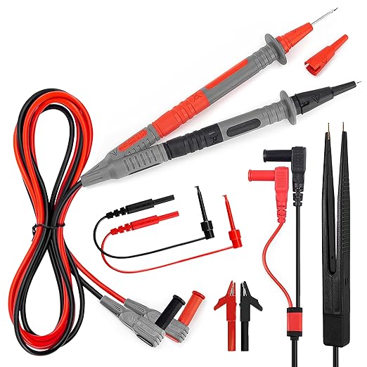 KAIWEETS Multimeter Test Lead Set for Electrical Testing, Soft Silicone Test Leads Kit for Fluke/AstroAI/INNOVA Multimeter Electronic Clamp Meter 11 PCS