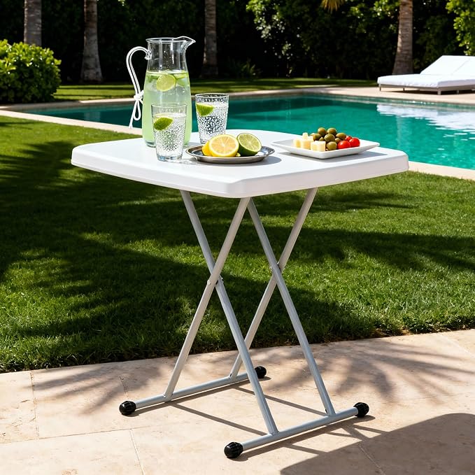 SUPER DEAL 2.5 Foot Plastic Folding Table, Indoor Outdoor Portable Heavy Duty - Image 4