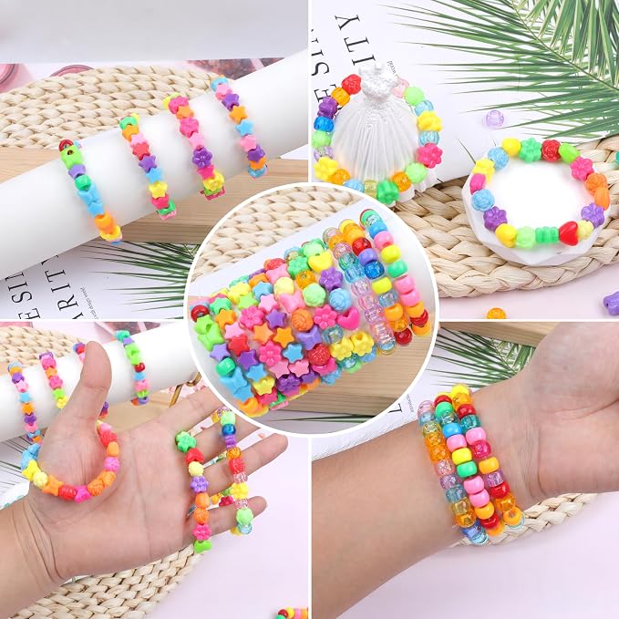 Pony Beads Shapes for Bracelet 1000 Pcs Plastic Star Beads for Friendship - Image 5