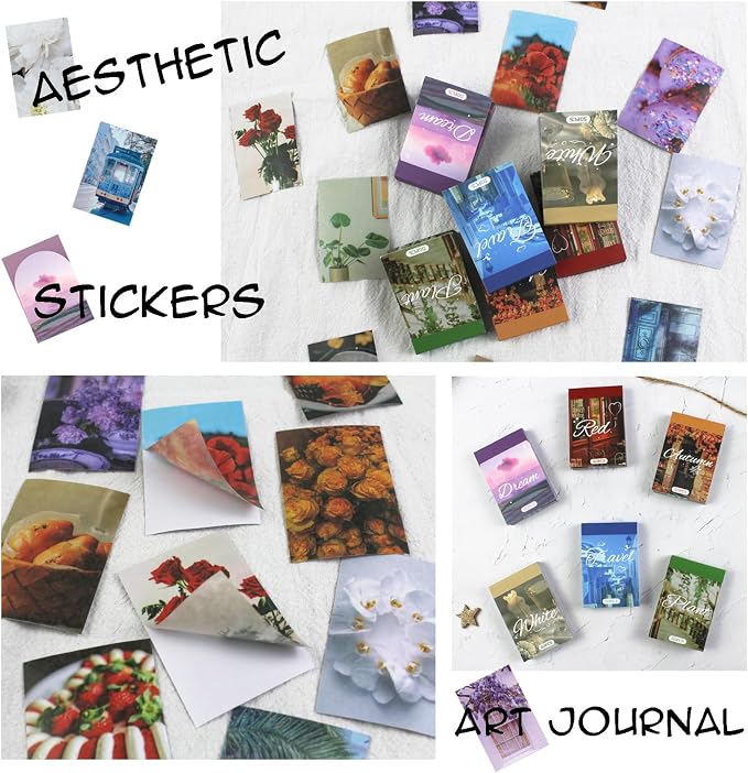 PRSTINCOL 6 Sets 300 Pcs Washi Stickers Set Assorted Colors Aesthetic Sticker - Image 5