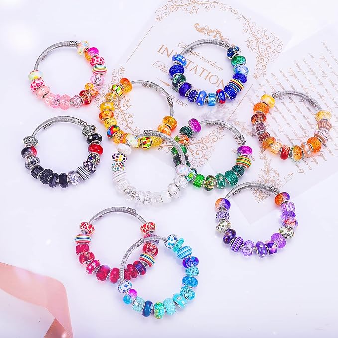 240 Pieces Assorted European Craft Beads Large Hole Lampwork Spacer Beads - Image 4