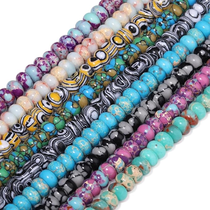 Songxi 5x8mm Natural Purple Blue Emperor Stone Rondelle Beads, Gemstone - Image 8