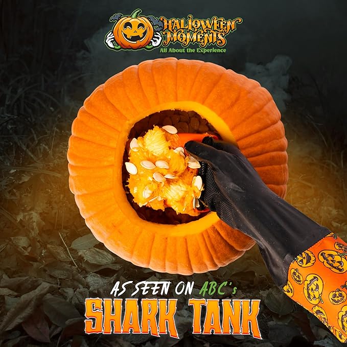 Pumpkin Scraper Glove – As Seen On Shark Tank - Mess Free and Fun Pumpkin Carving Kit – Carve and Clean Jack-O-Lantern Guts with Ease and Zero Mess on Your Hands! (Adult Kit)
