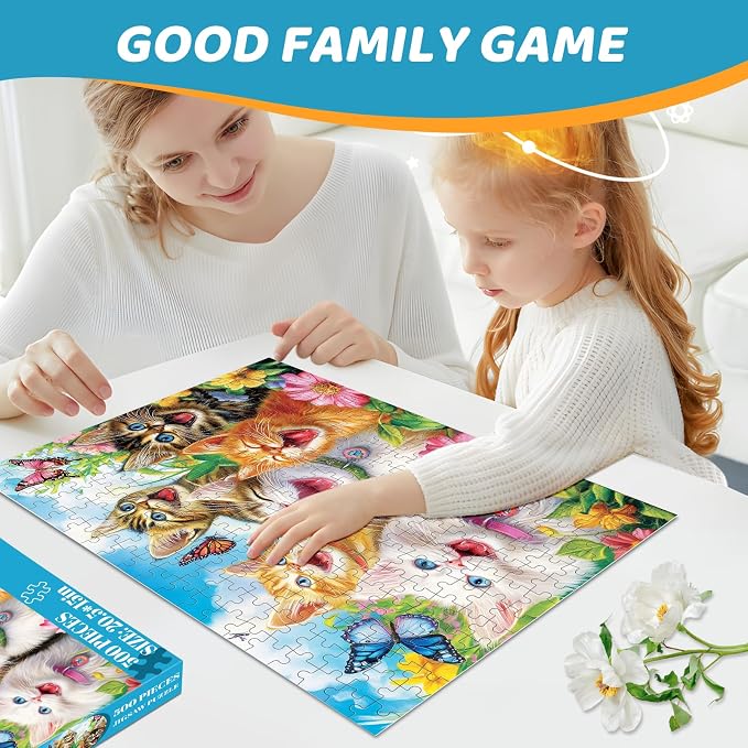 500 Piece Puzzles for Adults, Laughing Cats Large Piece Jigsaw Puzzle for - Image 7