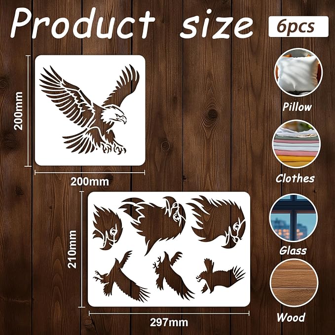 INFUNLY 6Pcs Eagles Painting Stencil - Image 2