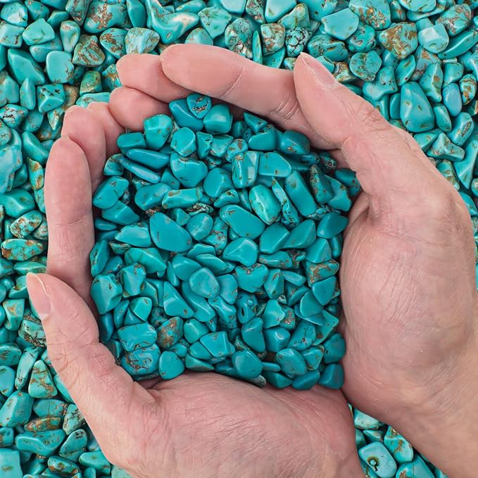 Tumbled Chips Stones Green Turquoise Crushed Crystal Quartz 3 Lb, Polished by EZEELAI