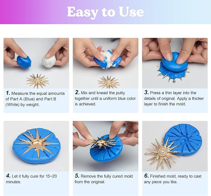 LET'S RESIN Silicone Putty, 1LB/40A Mold Making Kit, Strong & Flexible - Image 5