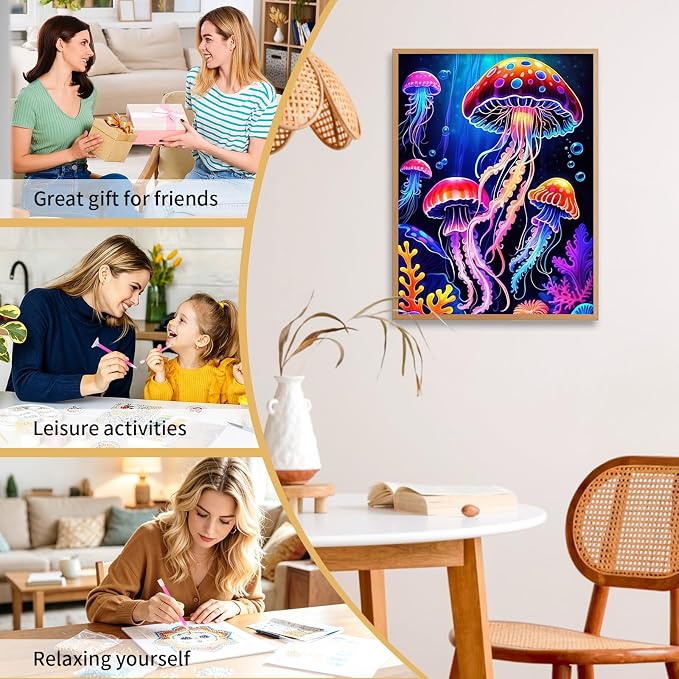 Jellyfish Diamond Art Kits for Adults Beginners 12x16 in, DIY Craft Gift | - Image 8