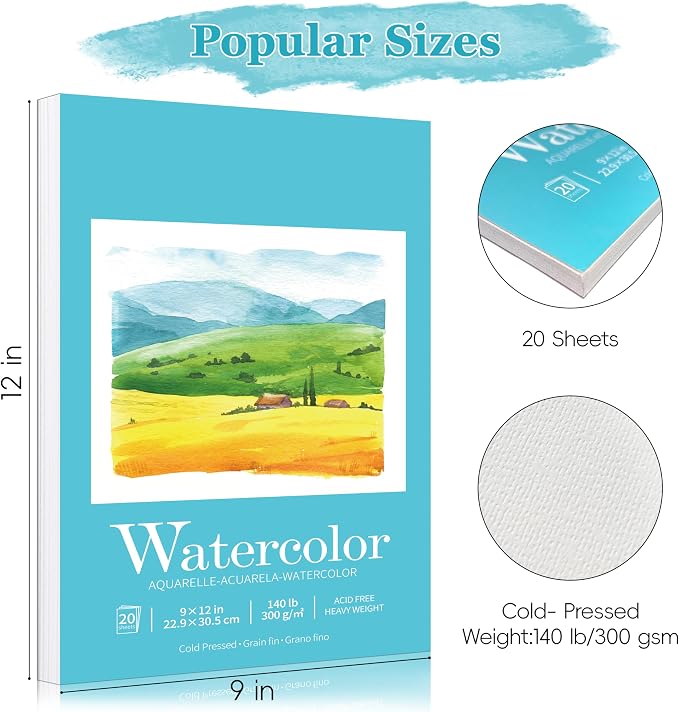 Watercolor Pad for Painting Practice, Cold Pressed, Acid Free, Pad for - Image 2