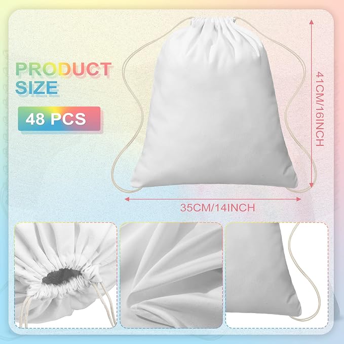 Saintrygo 48 Pcs Tie Dye Drawstring Bags Cotton Sublimation Blank Backpack Bulk - Image 2