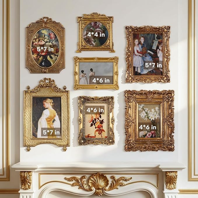 Wonderjune 7 Pcs Vintage Picture Frames Set by Wonderjune