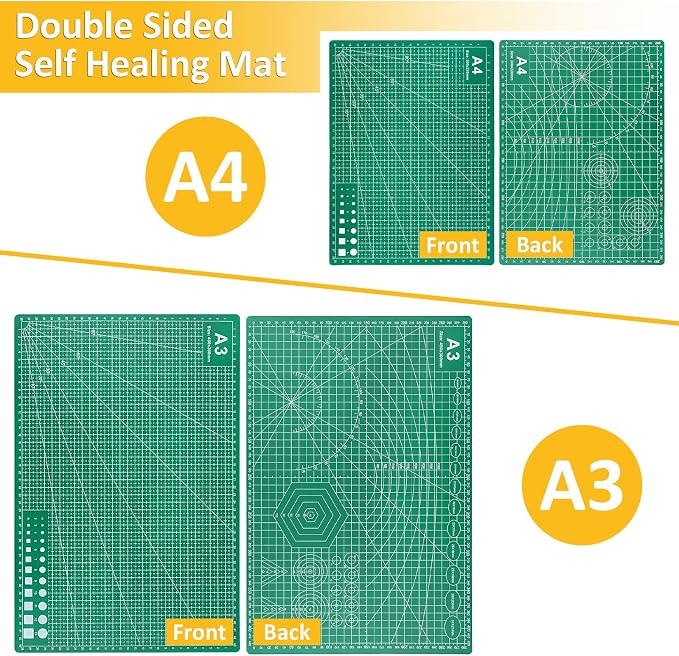 2 Pcs Large Cutting Mat Self Healing, Double Sided, Grid Line And Angles Help - Image 6