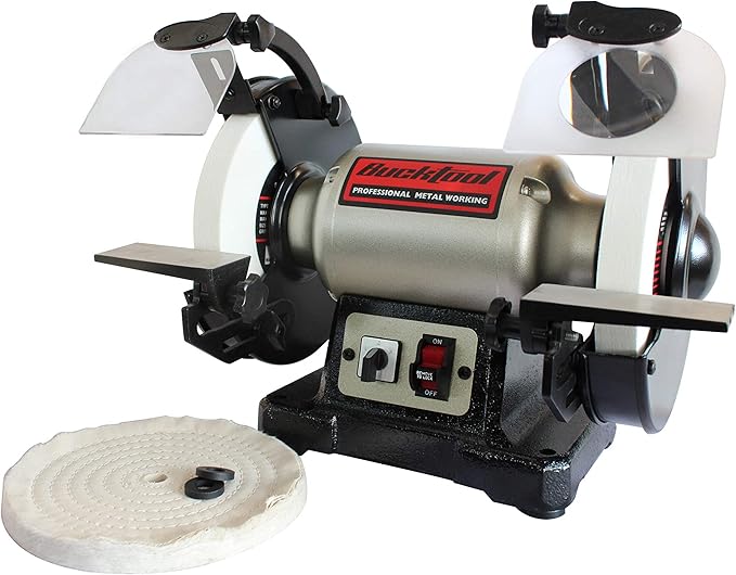 BUCKTOOL 8 inch Dual Speed Bench Grinder & Buffer, Professional Low High Speed Bench Grinder Buffer with Cast Iron Base TDS-200DS