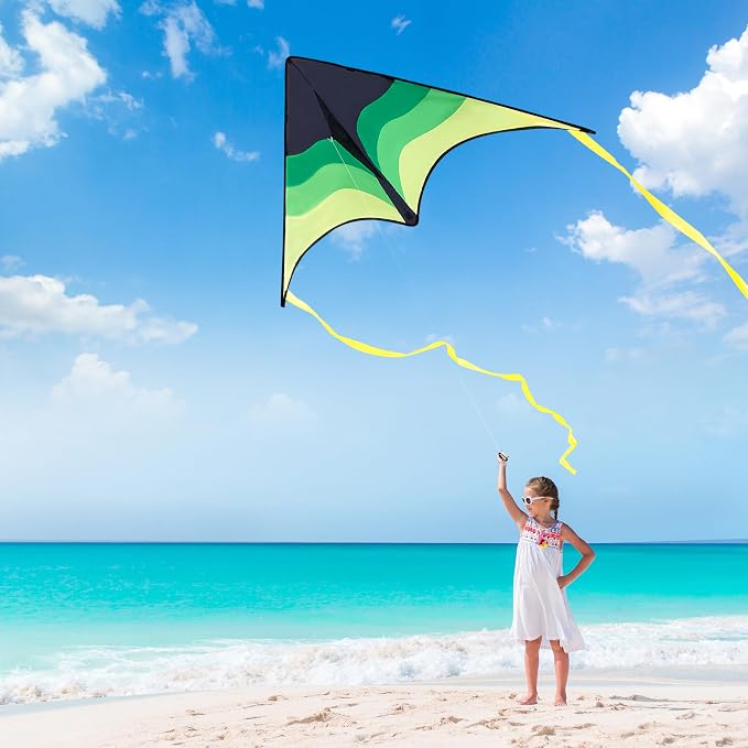 SYNCFUN Large Delta Kite Gradient Green– Easy to Fly - Image 6