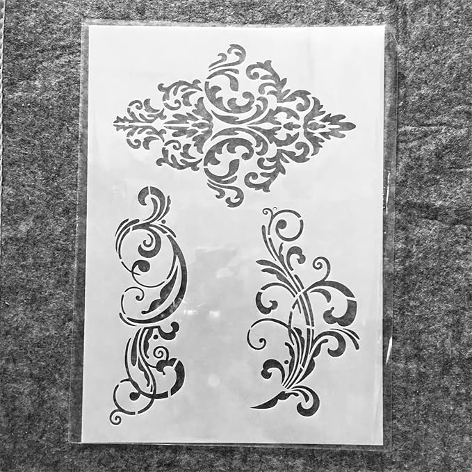 TIAMECH A4 Reusable Damask Frame Lines Stencil - Image 6