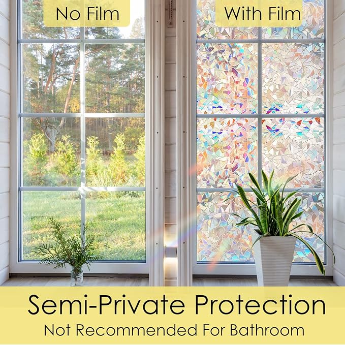 STATINT Stained Glass Window Privacy Film, UV Blocking Window Clings, Rainbow - Image 4