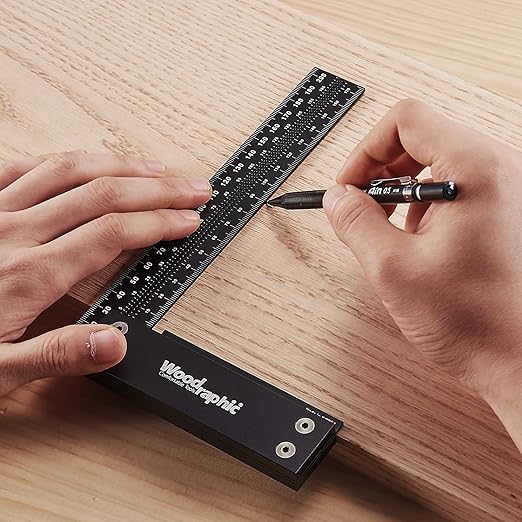 Precision Square Ruler for Measuring and Marking - Aluminum Steel Framing Tool for Professional Carpentry Use (4 Inch)