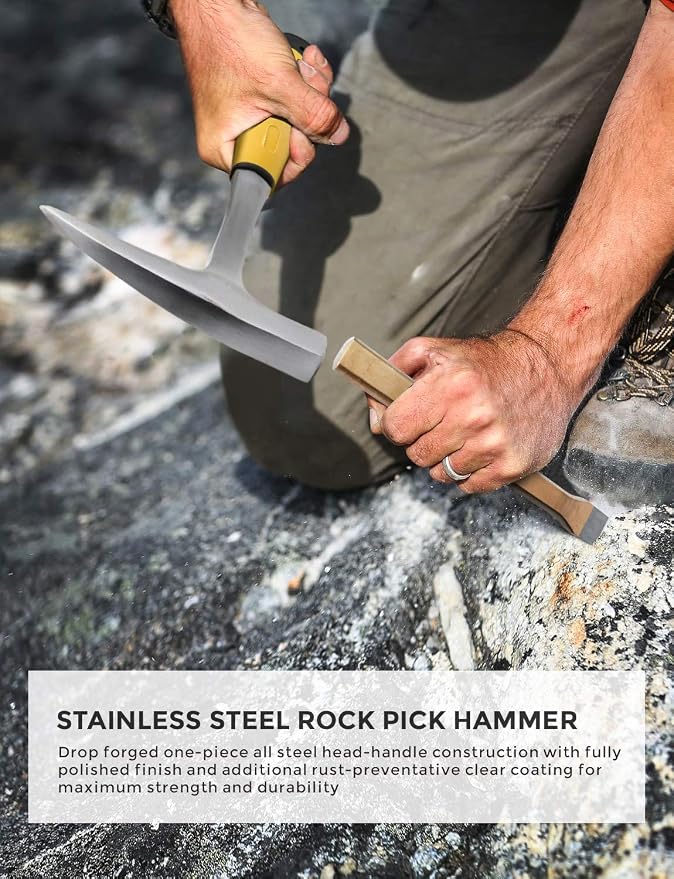 INCLY 26PCS Upgrade Geology Rock Pick Hammer Kit, 33.8 oz Hammer & 4 PCS - Image 8