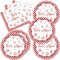 40Pcs That's Amore Party Supplies Red Gingham Bachelorette Paper Plates Napkins by CRINSLY