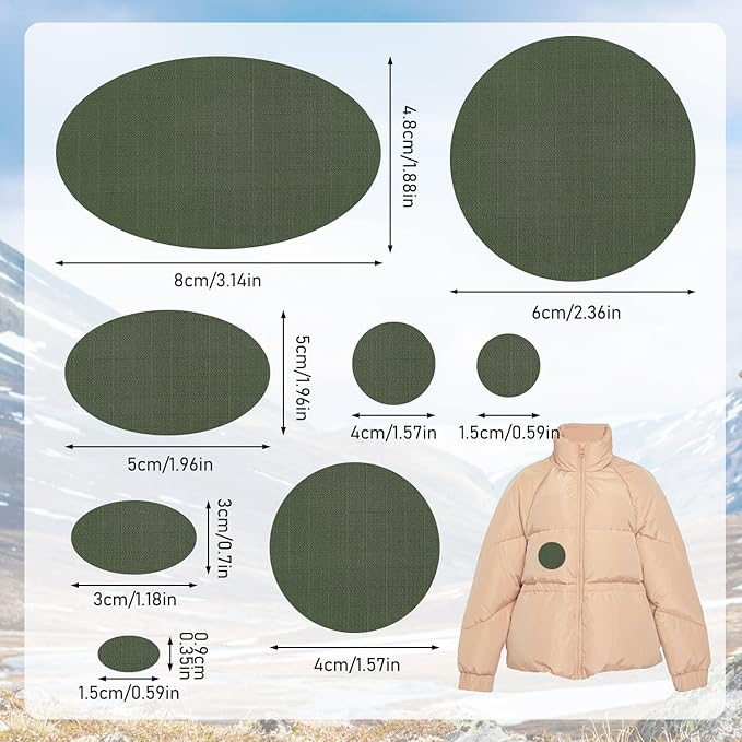 Down Jacket Repair Patches - Highly Effective Repair of Nylon Fabric, Waterproof Self-Adhesive Repair Patch for Down Jackets, Tents, Raincoats, Outdoor Equipment