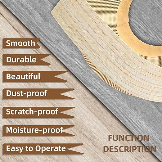 GSCIT Club Oak Edge Banding, 13/16 inch x 50ft roll of Veneer Edge Banding -Pre-glued Flexible, Real Wood Tape Banding for Cabinet Repair Furniture Restoration