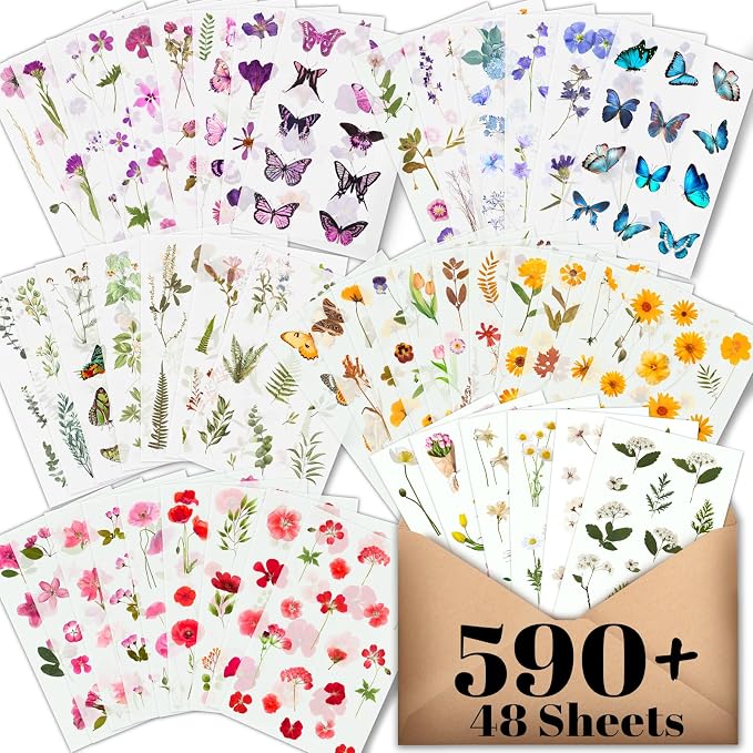Arme Flower Stickers for Scrapbooking, Decorative Floral Stickers, Small Flower by Arme