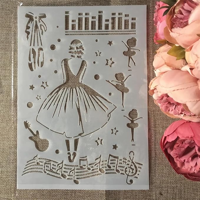 TIAMECH A4 Reusable Dress Girl Stencil - Image 4
