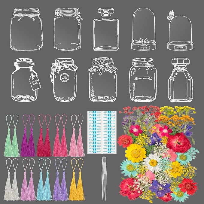 Kaluofan 103PCS Bookmark Making Kit, Transparent Flower Bookmarks, Handmade by Kaluofan