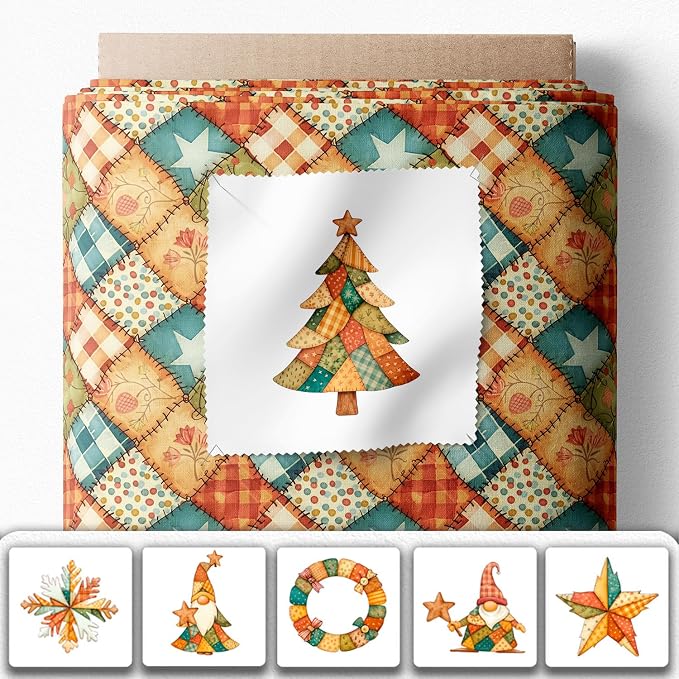 Patchwork Tree Cotton Fabric Panel – Six 10×10 inch Designs + Bonus 29.5×19.6 - Image 2