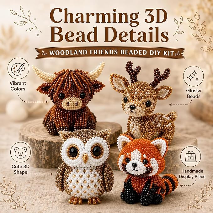 Temiaode 3D Beaded Animal Kit, 4 Pack DIY Bead Craft Set - Image 3