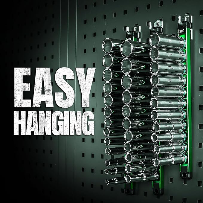 SK 3/8" Drive Socket Set, SAE Sockets, 13-Piece, 1/4" to 1", SuperKrome Finish, Premium CR-V Construction, with Aluminum Socket Organizer
